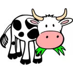 Cómic vaca comiendo pasto vector de imagen