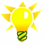 Vector drawing of green energy glowing bulb