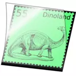 Vector de la imagen de la estampilla de dinosaurio montado en un soporte sello abierto