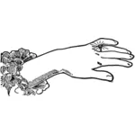 Vektor ilustrasi tangan wanita dengan cincin berlian