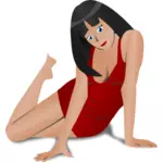 Lady in rode vector afbeelding