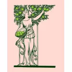 Vector de la imagen de señora recogiendo manzanas