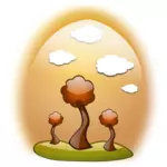 अंडे के आकार का फ्रेम वेक्टर छवि में गिरावट लैंडस्केप