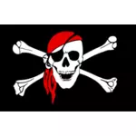 Vektorgrafikk svart pirat flagg med smilende hodeskalle og bein