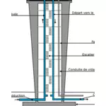 Torre dell'acqua traversa sezione immagine vettoriale