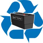 Battery recycling point vector sign