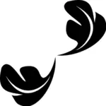 Vector graphics of black and white leaf ornament