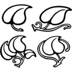 Vector image of four leaf designs