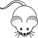 Vektor seni klip kartun putih mouse dengan kumis panjang