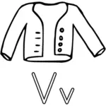 V is for Vest alphabet learning guide vector illustration