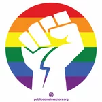 Gebalde vuist LGBT kleuren