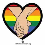 Drapeau LGBT main dans la main