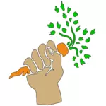 Hand holding carrot vector drawing