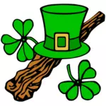 Hat and shillelagh color vector image
