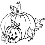 Black and white Halloween pumpkins vector graphics