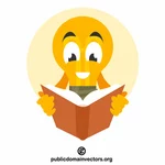 Light bulb character reading a book