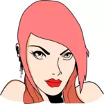 ピンクの髪の女性のベクトル描画