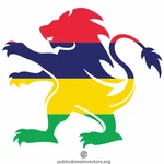 Löwe mit Flagge von Mauritius