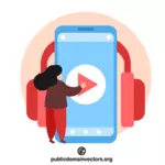 Listening to music on a smartphone