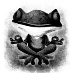 Clipart vectorial de rana de meditación en escala de grises