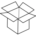 Vector line art image of open cardboard box