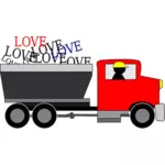 Image vectorielle de camion de livraison de l'amour