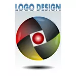 Grafika wektorowa czerwony, żółty, zielony i niebieski okrągły logo idea