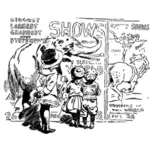 Kinderen kijken naar circus poster vector tekening