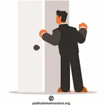 Man opens the door