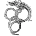 Grafis vektor Asian dragon gaya bingkai