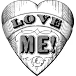 Векторный рисунок сердца Валентина со словами «Love me» написано внутри