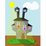 Clipart vectoriel de la maison familiale de dessin animé monstres
