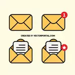 Iconos de correo amarillo en formato vectorial