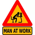 Man at intellectual work board sign