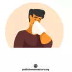Mężczyzna wydmuchuje nos