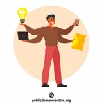 Man doing multitasking