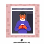Man drinking hot coffee