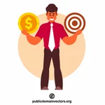 Man holding a coin and target