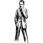 Vector graphics of mustachioed man in suit