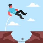 Man jumps over the cliff