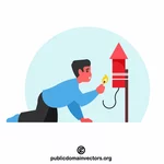 Man lighting fireworks