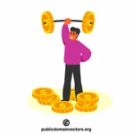 Man lifting coins