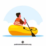 Rowing in an inflatable boat