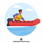 Person riding a motorboat