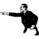 Vector illustration of man in suit pointing with his finger