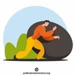 Man pushing a stone