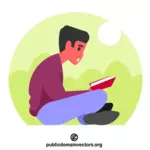 Man reading a book vector
