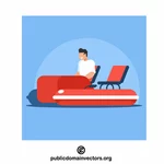 Man riding a catamaran