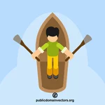 Man rowing boat vector clip art
