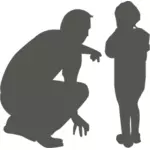 子供に話しかける男のベクトル描画